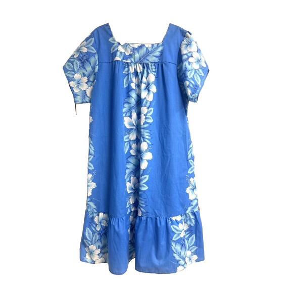Kalena Fashions Hawaiian Muumuu Moo Moo Dress 2XL Blue Floral Made in Hawaii NWO - Picture 2 of 5